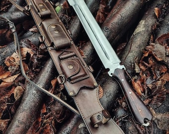 Cuchillo de acero 5160 forjado a mano: hoja de espiga completa para camping y bushcraft