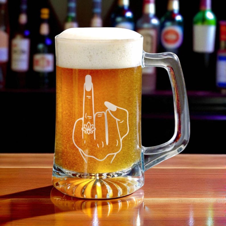 Couple Matching Beer Mug Set, Ring Finger Beer Stein Set of 2, Wedding ...