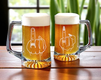 Couple Matching Beer Mug Set, Ring Finger Beer Stein Set of 2, Wedding Gifts, Engagement Gift, Bride and Groom Gifts, Couple Gift, Laser Cup