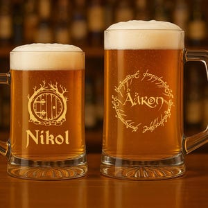 Personalized Beer Stein – Custom Engraved Glass Mug, Groomsmen Gift, Wedding Celebration Mug