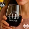 Personalized Stemless Wine Glass, Custom Engraved Wine Glass, Wedding Gift for Bridesmaid, Monogrammed Glassware, Custom Logo Glass Gift