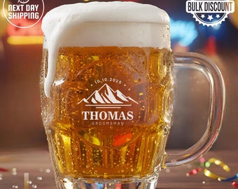 Groomsmen Beer Mug Personalized, Custom Engraved Dimpled Stein, Best Man Gift, Wedding Party Gift, 20oz British Pub Mug, Groomsmen Proposal