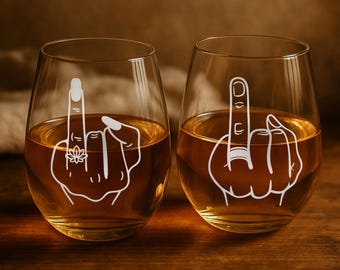 Couple Matching Wine Glass Set, Ring Finger Wine Glasses Set of 2, Wedding Gifts, Engagement Gift, Bride and Groom Gifts, Couple Gift