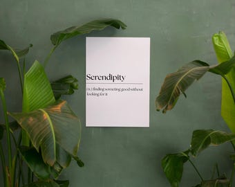 Serendipity Definition Print – Minimalistisk ordkonst (digital nedladdning)