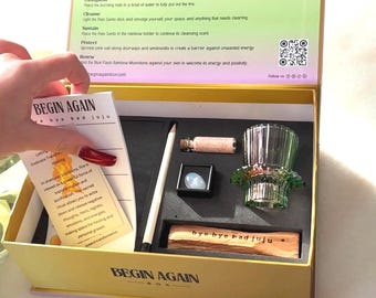 Kit per la purificazione dalle energie negative – Kit per rituali di protezione – Scatola per la purificazione spirituale – Regalo di cristallo curativo per lei – Addio alla cattiva energia