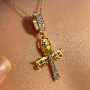 Gold Plated Sterling Silver Ankh Cross Necklace: Egyptian Jewelry