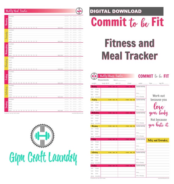 printable fitness planner and meal tracking system full page meal tracking