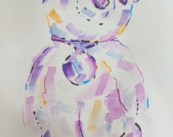 Custom Abstract Teddy Bear/Plushy Watercolor Paintings