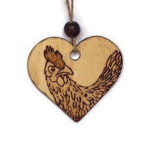 Curious Chicken Wood Gift Tag, , Chicken Ornament, Farmhouse Decor