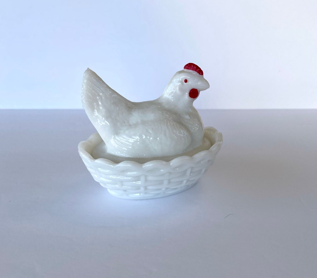 Vintage Hen on a Nest Small Westmoreland Milk Glass Nesting Etsy