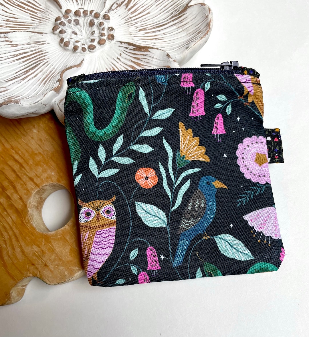 Small Fabric Zipper Bag, Change Purse, Woodland Owls Etsy