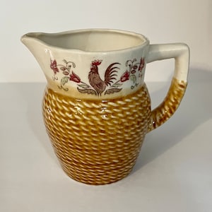 Vintage Ceramic Rooster Creamer, Small Pitcher, Chicken Decor, Farmhouse