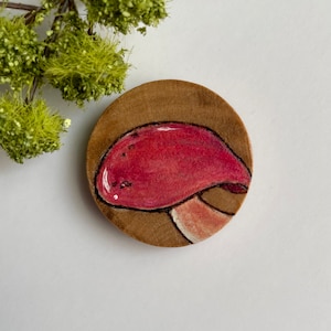 Red Mushroom, Kitchen Magnet, Office Magnet, Wood Magnet