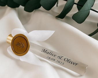 Personalized Wedding Favor with Cologne – Wax Sealed Minimal Glass Bottle Gift-Bridal, Engagement, Henna, Ceremony