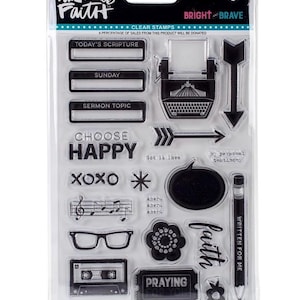 Lot de 21 tampons illustrés Faith Bella BLVD Dayspring BRIGHT & BRAVE 4 x 6