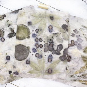 Conjunto de TRÊS Peças em Tecido de Algodão Eco Estampado B1; diários inúteis, costura lenta; bordado