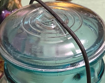Ball Ideal Quart Mason Jar, PAT'D July 14 1908, Aqua Glass With