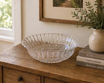 Vintage Glass Bowl Art Deco Detail Serving Dish EAPG 7.5" EUC
