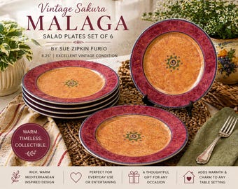 Vintage Sakura Malaga Salad Plates Set of 6 by Sue Zipkin Furio 8.25" EUC