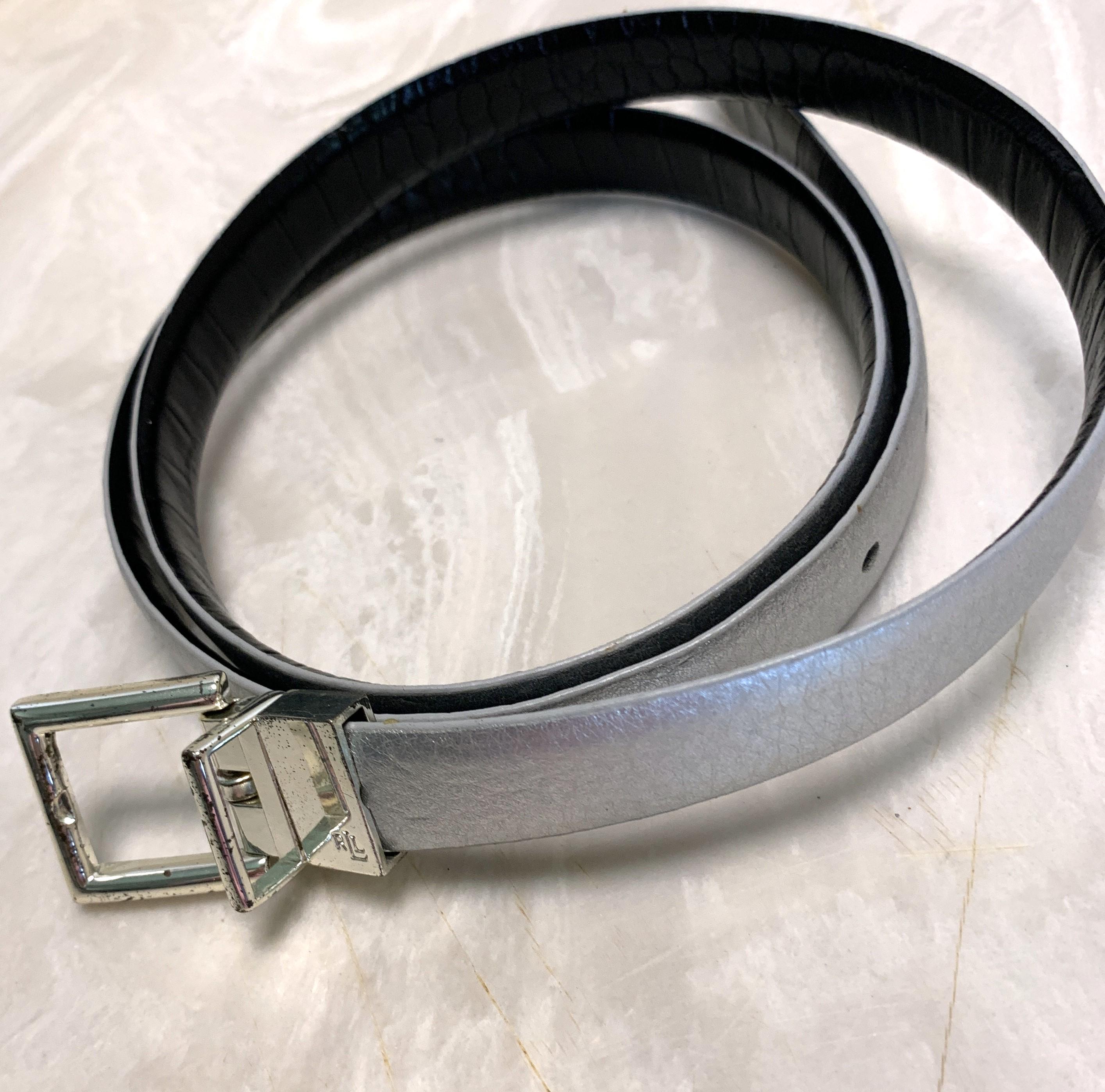 Reversible Lauren by Ralph Lauren Black & Silver Leather 