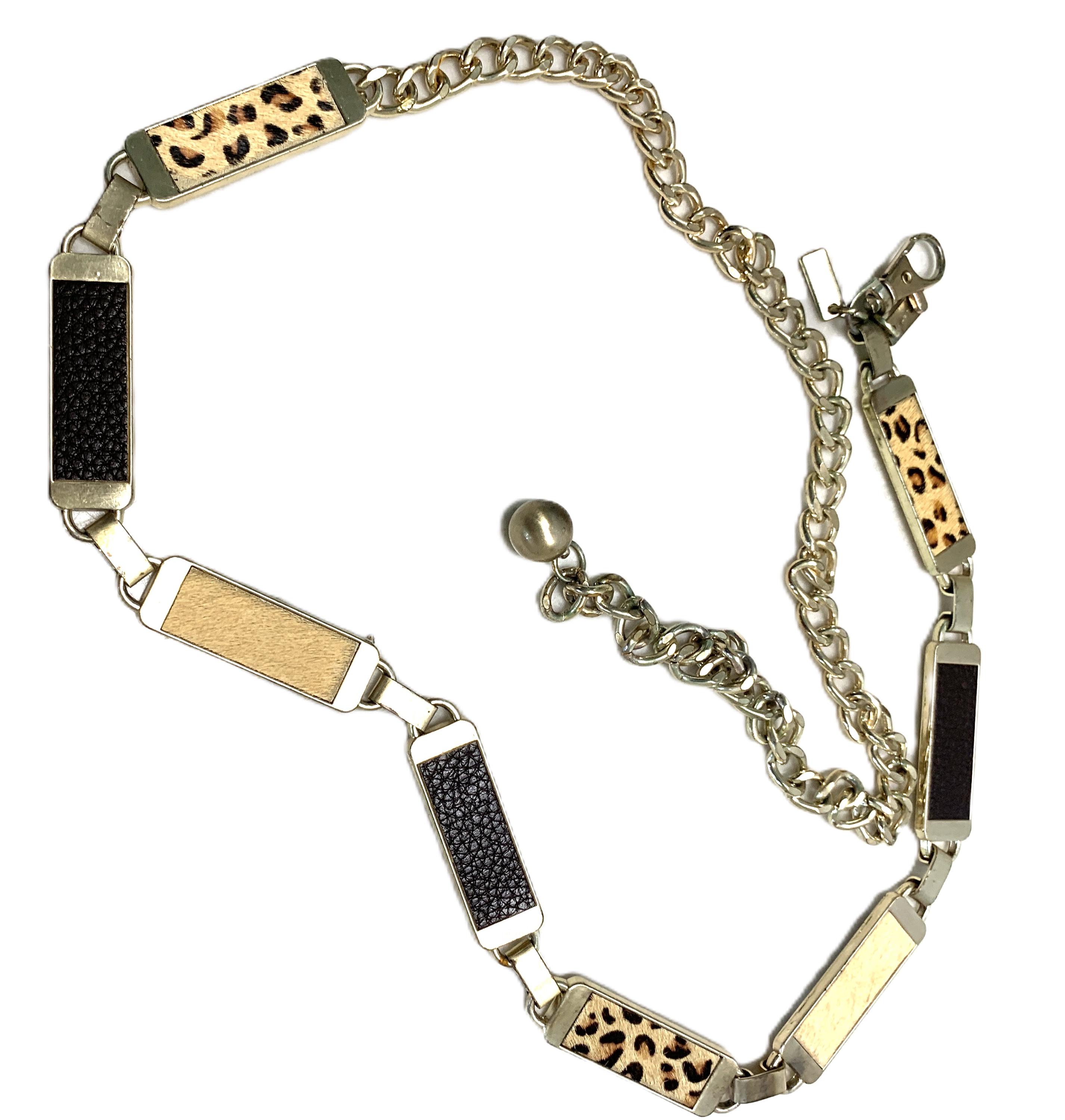 Chicos ~ M/Large ~Multi-Colors Dichroic Art Glass W/Silver Tone Boho Chain Belt Chicos Belts - Etsy main image 3