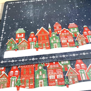 Christmas Cork Placemats - Set of 4 Snowy Victorian Village