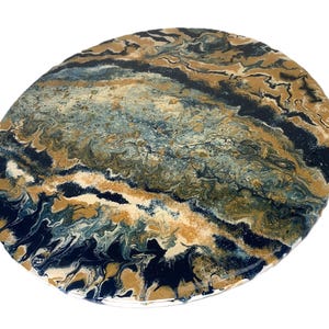 Plato giratorio de lujo Lazy Susan, redondo de 13 pulgadas, fabricado con resina sobre madera maciza de teca.