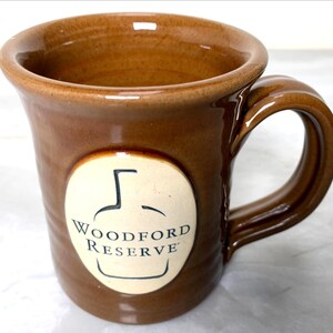 Vintage Woodford Reserve Bourbon Mug by Deneen Pottery ~ Brown with Oval Logo EUC