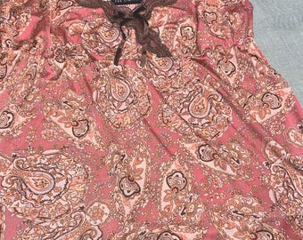 Vintage The Limited Women's Camisole Size L Paisley Salmon Brown Beige Lace Trim