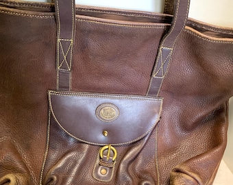 Vintage Mark Cross Tote Bag: Large Capacity, Brown Leather (Missing Buckle Strap)