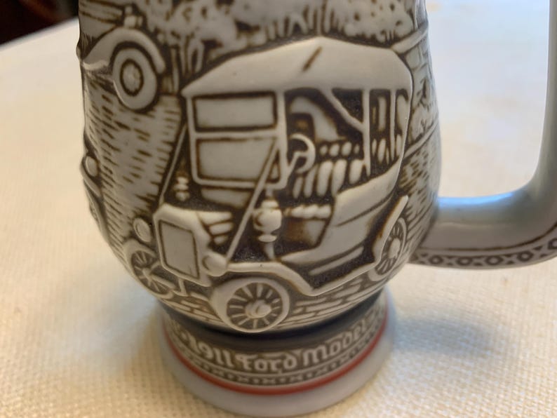 Vintage Avon Shaving Cars Mug Stein Antique Cars Theme 1910 Stanley Steamer EUC image 6