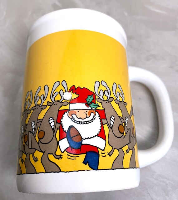 Vintage 1980 Kersten Brothers Co Christmas Mug Santa With Reindeer