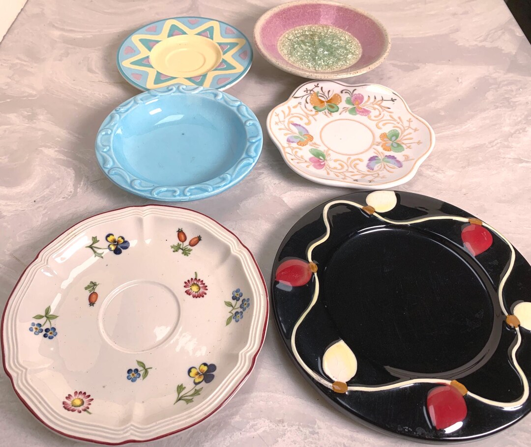 Antique Plate Rings Vintage Lot of 6 Trinket/ring Plates Name Brands Random Selection ...
