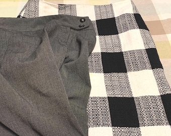 Womens Pants and Skirt Size 12 Lot of 2 Black & White Weave/Plaid Apt 9/Talbot's EUC