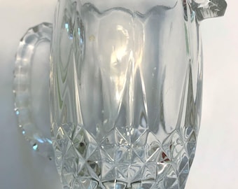Cristal d'Arques 24% Lead Crystal Creamer~France Diamond Design 4.75"