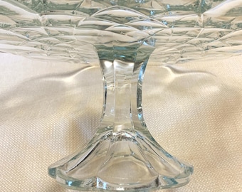 Vintage L.E. Smith Pedestal Cake Stand "Dominion" Clear Glass Honeycomb Design 12" EUC