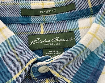 Vintage 90s Eddie Bauer Plaid Flannel Shirt, XXL Tartan, Made in USA