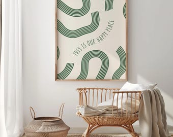 This Is Our Happy Place Printable Wall Art | Neutral Nursery Decor | Modern Family Home Print
