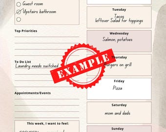 Weekly Reset Planner Printable | Get Organized for the Week | Simple Life Reset Worksheet | Instant Download