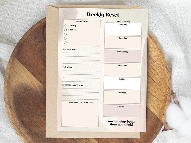 Weekly Reset Planner Printable | Get Organized for the Week | Simple ...
