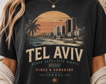 Tel Aviv Beach Shirt, Vintage Israel Graphic Tee, Mediterranean Vibes (Unisex)