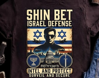 Shin Bet Israel Defense Graphic Tee, Tactical Intel Shirt