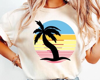 Comfort Colors Retro Sunset T-shirt, Island Beach Tee