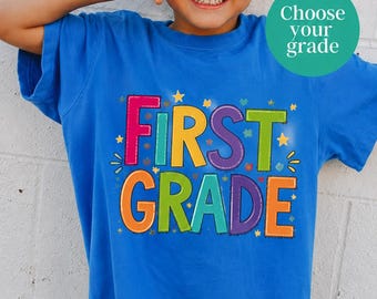First Grade Rainbow Shirt, Back to School Outfit, Unisex Cotton Tee
