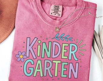 Comfort Colors® Kindergarten Teacher Shirt Gift, Retro Back to School Team Tee Gift
