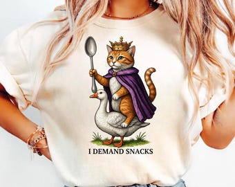 Funny Medieval Cat T-Shirt, I Demand Snacks, Comfort Colors Tee