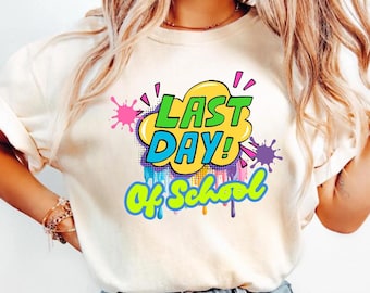 Comfort Colors® Last Day of School Shirt for Kids, Colorful End of Year Tee, Fun Paint Splash Graduation Shirt, Boys Girls Summer Break Top
