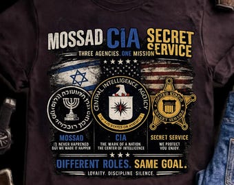 CIA Mossad Secret Service Shirt, Funny Intelligence Agency Graphic Tee, Spy Shirt, Tactical Military Shirt, Espionage Gift for Men