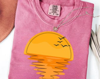 Comfort Colors Summer Sunset T-Shirt, Beachy Retro Tee