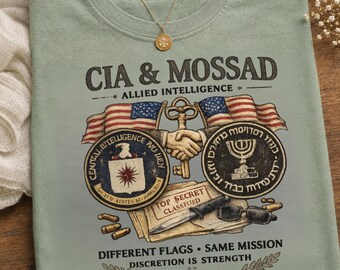 CIA Mossad Allied Intelligence Graphic Tee, Tactical Spy Shirt, Military History Apparel